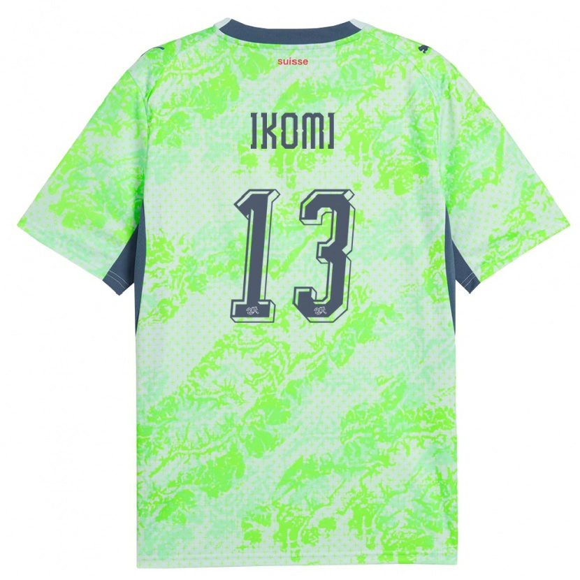 Danxen Men Switzerland Aaron Ikomi #13 Green Navy Away Jersey 26-28 T-Shirt