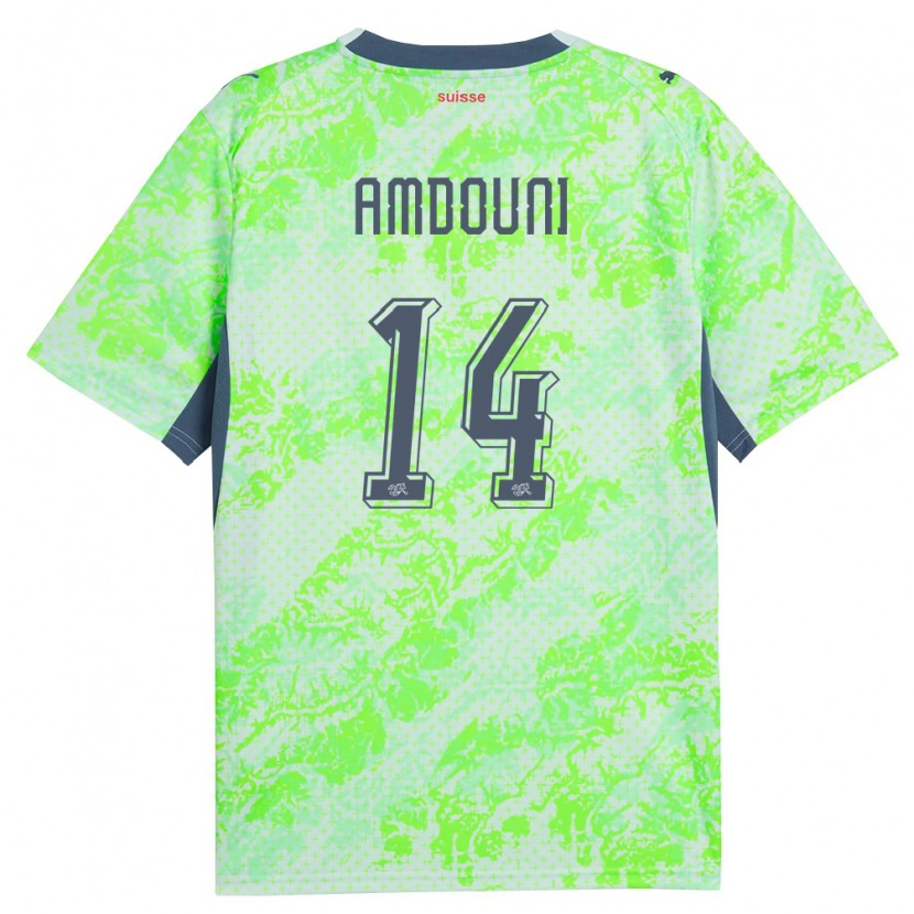 Danxen Men Switzerland Mohamed Zeki Amdouni #14 Green Navy Away Jersey 26-28 T-Shirt