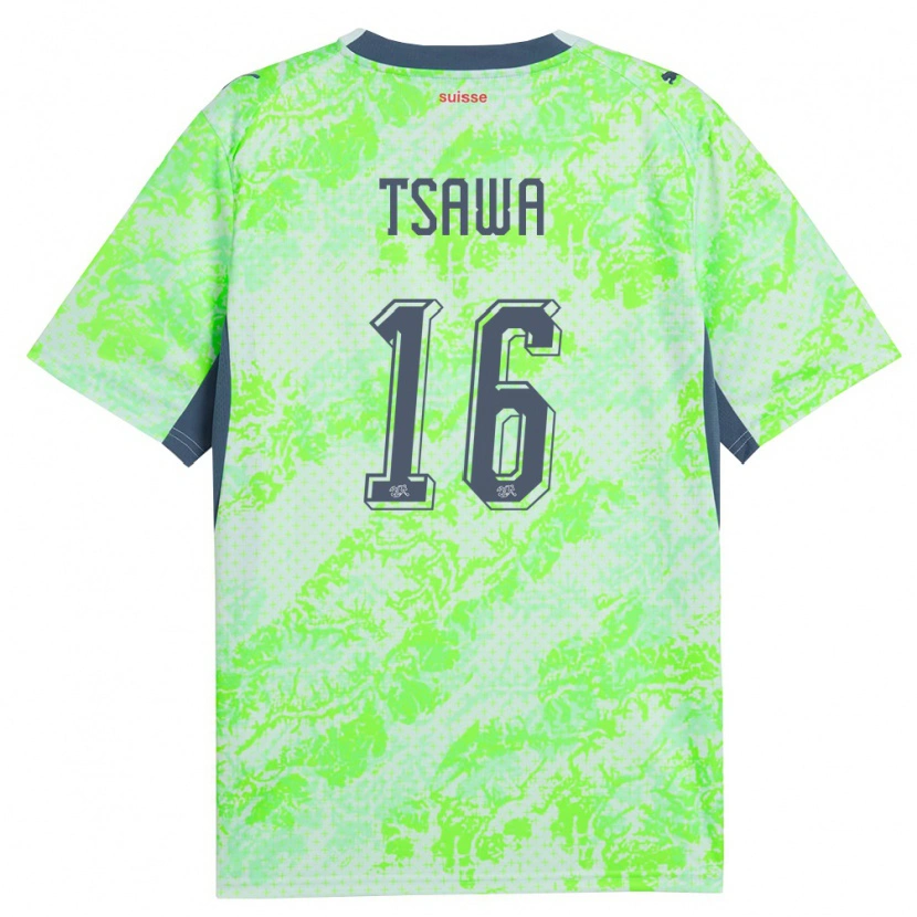 Danxen Men Switzerland Cheveyo Tsawa #16 Green Navy Away Jersey 26-28 T-Shirt