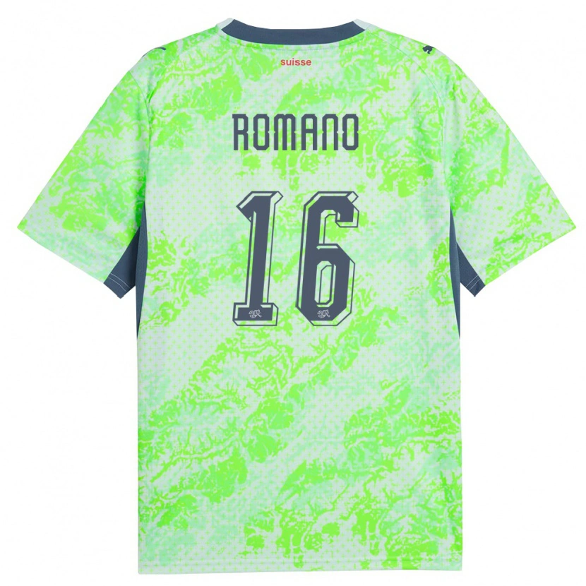 Danxen Men Switzerland Alessandro Romano #16 Green Navy Away Jersey 26-28 T-Shirt