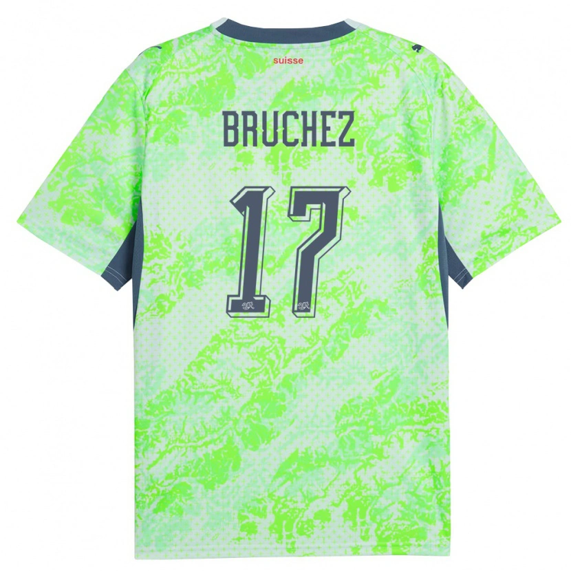 Danxen Men Switzerland Ethan Bruchez #17 Green Navy Away Jersey 26-28 T-Shirt