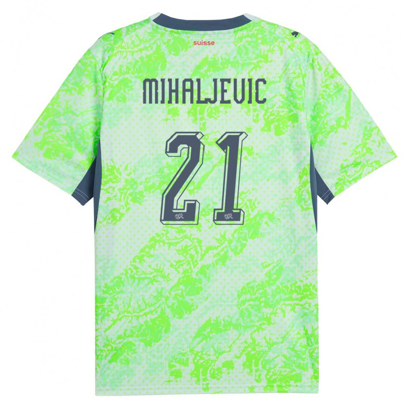 Danxen Men Switzerland Mark Mihaljevic #21 Green Navy Away Jersey 26-28 T-Shirt