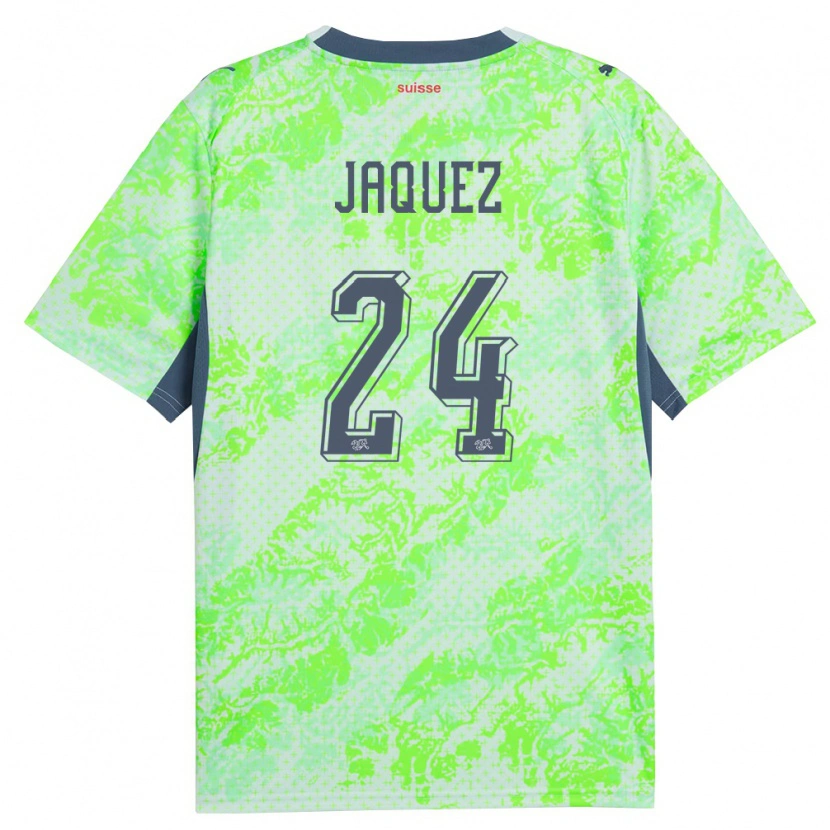 Danxen Men Switzerland Luca Jaquez #24 Green Navy Away Jersey 26-28 T-Shirt