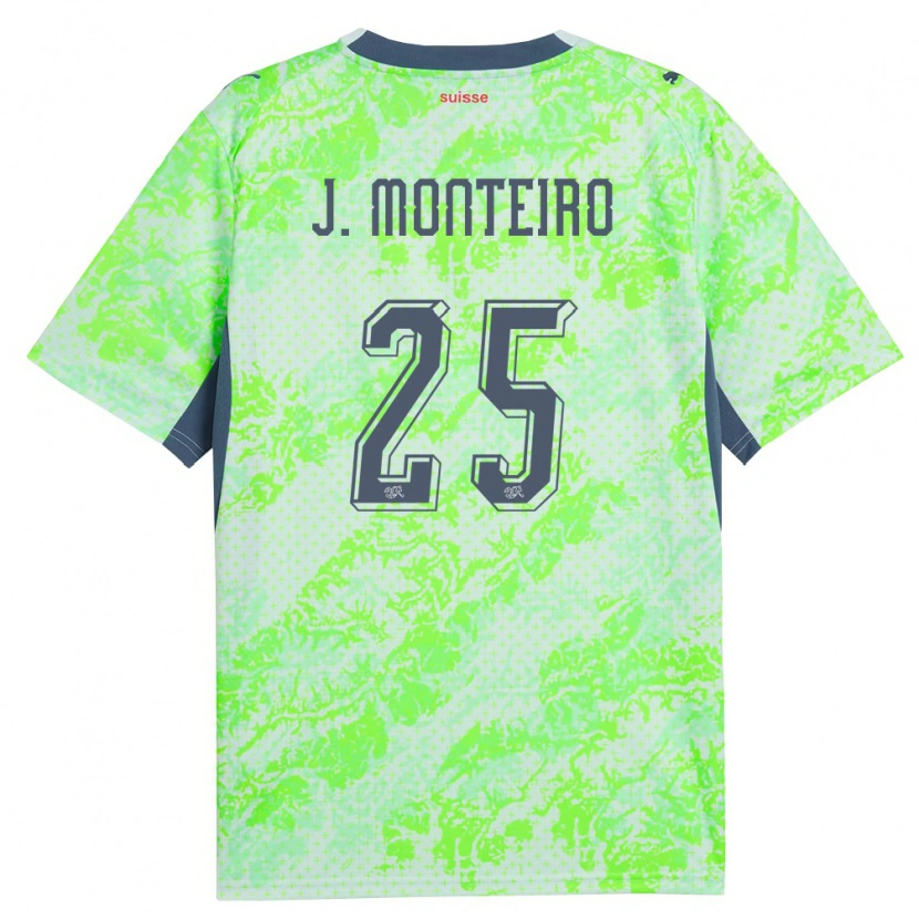 Danxen Men Switzerland Joël Monteiro #25 Green Navy Away Jersey 26-28 T-Shirt