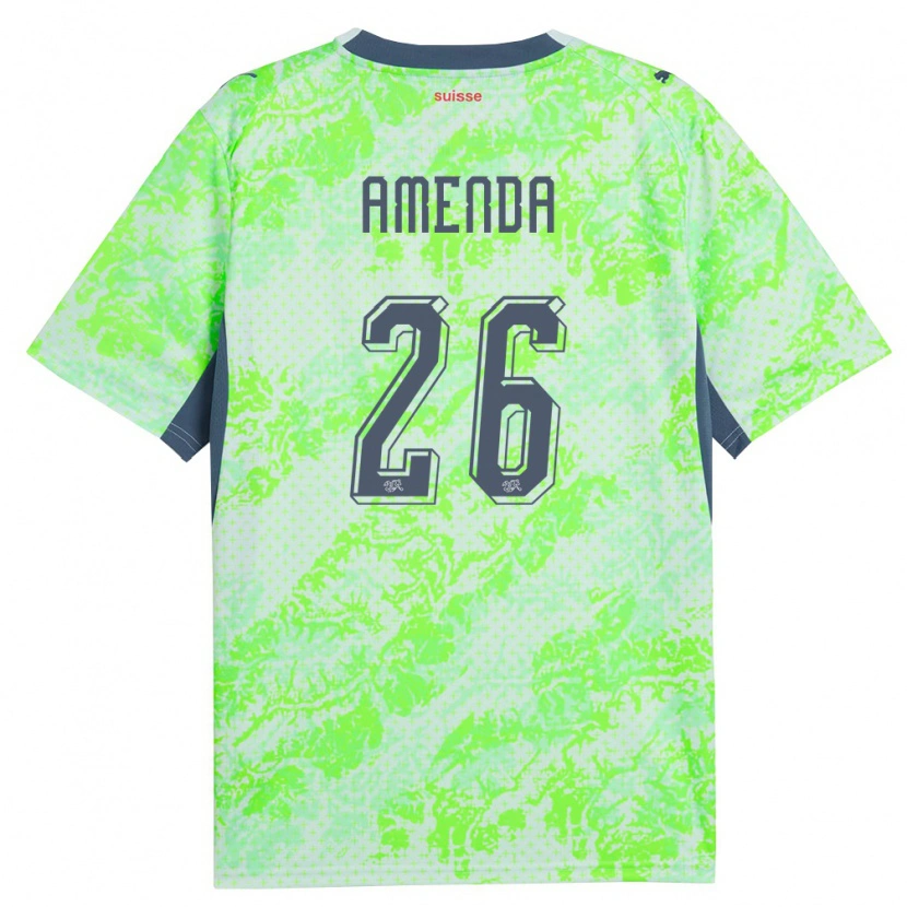 Danxen Men Switzerland Aurèle Amenda #26 Green Navy Away Jersey 26-28 T-Shirt