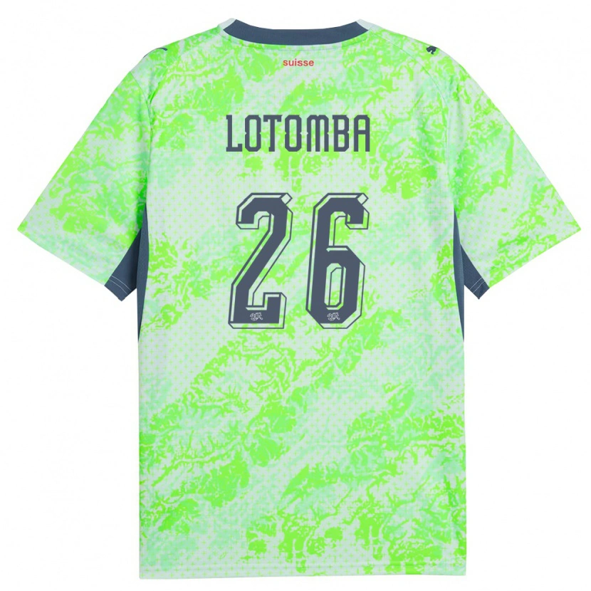 Danxen Men Switzerland Jordan Lotomba #26 Green Navy Away Jersey 26-28 T-Shirt