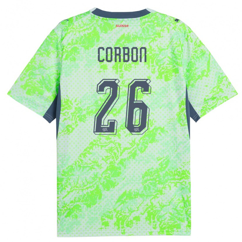 Danxen Men Switzerland Max Corbon #26 Green Navy Away Jersey 26-28 T-Shirt
