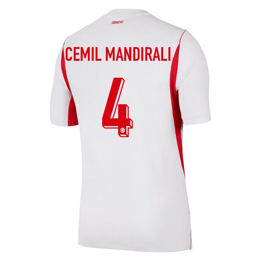 Danxen Men Turkey Ege Cemil Mandıralı #4 White Red Burgundy Away Jersey 26-28 T-Shirt