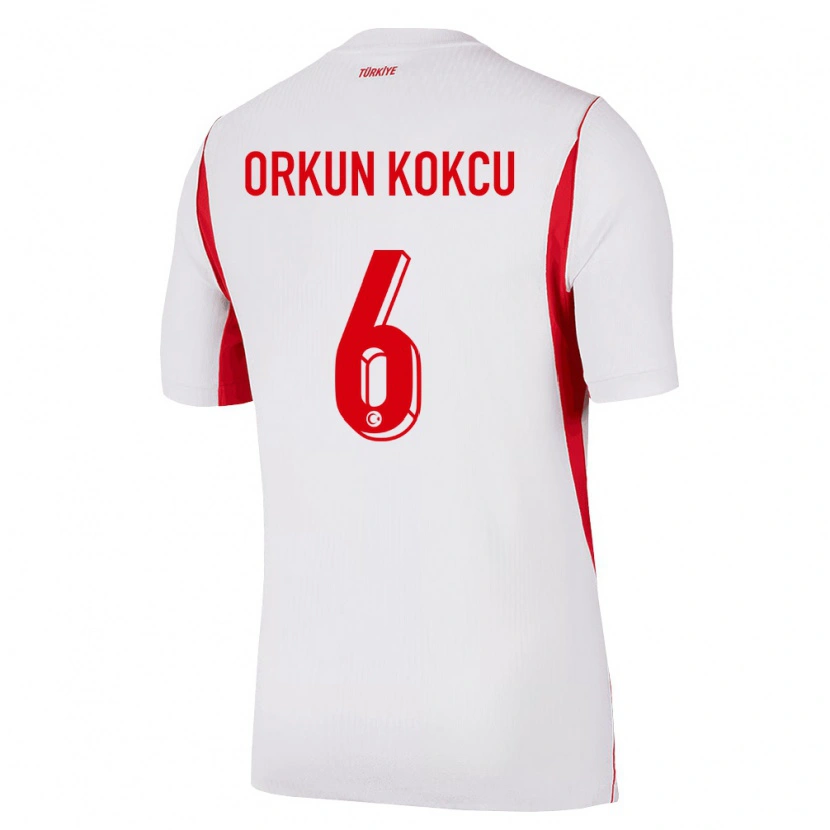 Danxen Men Turkey Orkun Kökçü #6 White Red Burgundy Away Jersey 26-28 T-Shirt