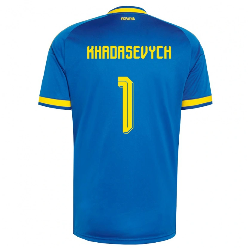Danxen Men Ukraine Kyrylo Khadasevych #1 Blue Yellow Navy Away Jersey 26-28 T-Shirt