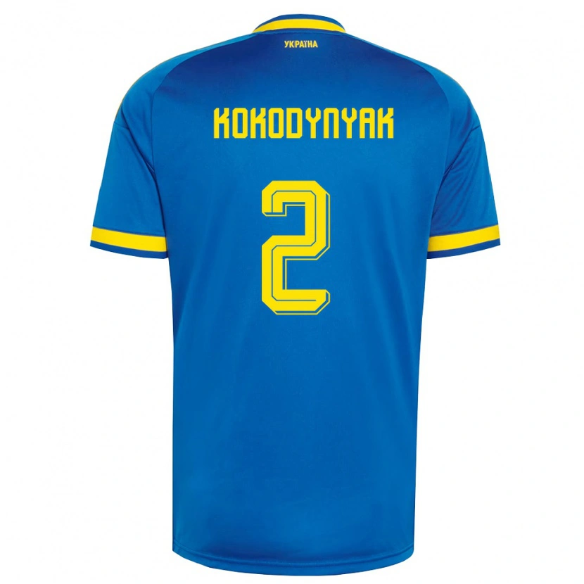 Danxen Men Ukraine Yuriy Kokodynyak #2 Blue Yellow Navy Away Jersey 26-28 T-Shirt