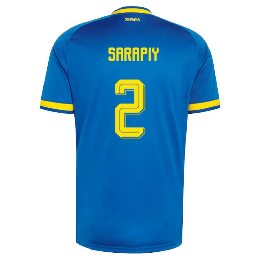 Danxen Men Ukraine Eduard Sarapiy #2 Blue Yellow Navy Away Jersey 26-28 T-Shirt