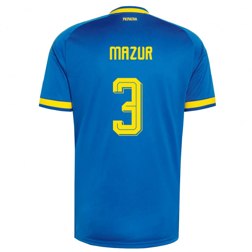 Danxen Men Ukraine Artem Mazur #3 Blue Yellow Navy Away Jersey 26-28 T-Shirt