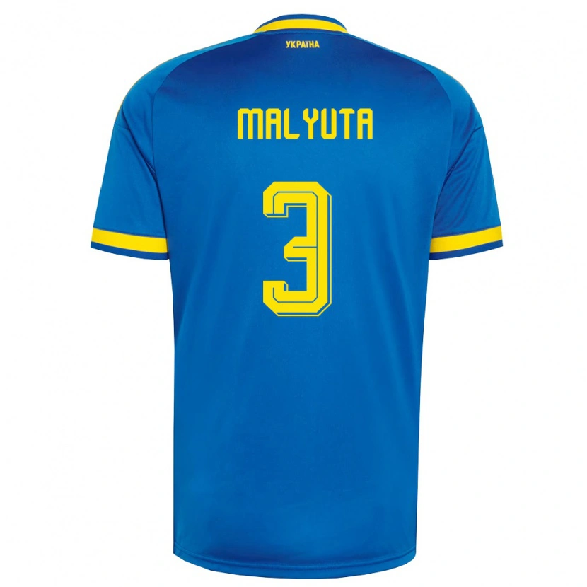 Danxen Men Ukraine Artur Malyuta #3 Blue Yellow Navy Away Jersey 26-28 T-Shirt