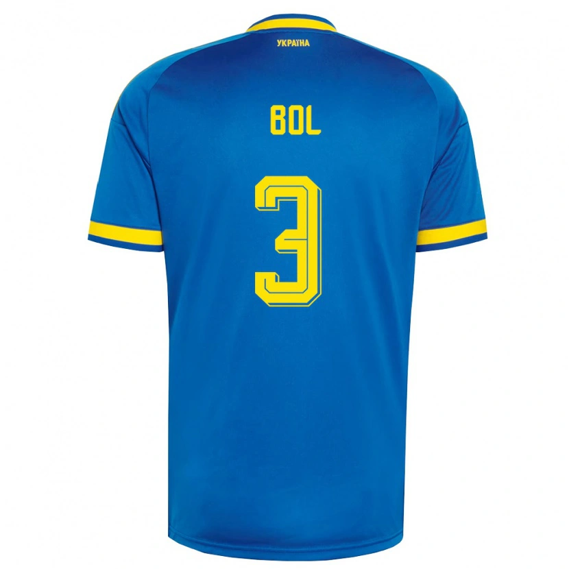 Danxen Men Ukraine Anton Bol #3 Blue Yellow Navy Away Jersey 26-28 T-Shirt
