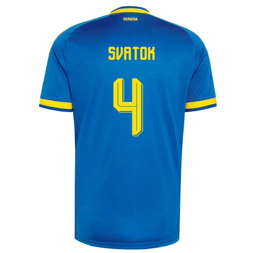 Danxen Men Ukraine Oleksandr Svatok #4 Blue Yellow Navy Away Jersey 26-28 T-Shirt