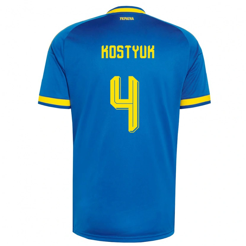 Danxen Men Ukraine Yegor Kostyuk #4 Blue Yellow Navy Away Jersey 26-28 T-Shirt