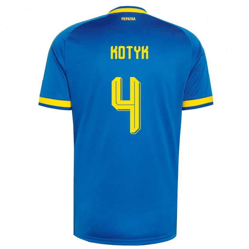 Danxen Men Ukraine Yana Kotyk #4 Blue Yellow Navy Away Jersey 26-28 T-Shirt