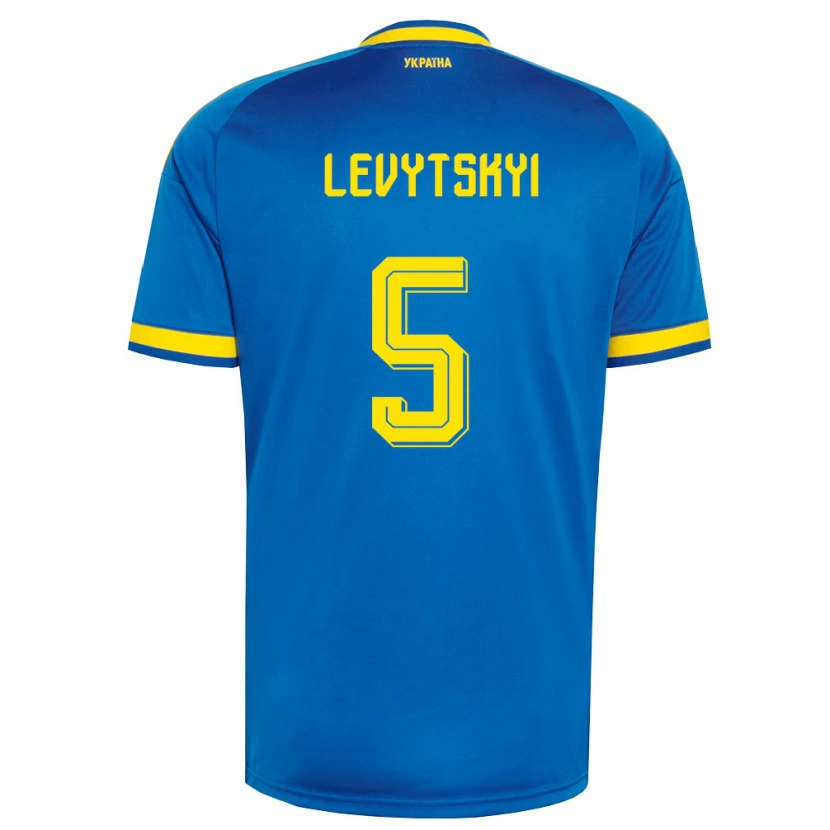 Danxen Men Ukraine Bogdan Levytskyi #5 Blue Yellow Navy Away Jersey 26-28 T-Shirt