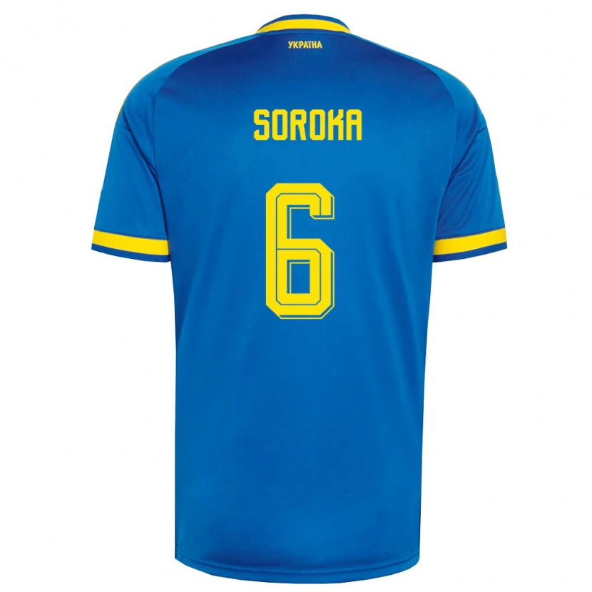 Danxen Men Ukraine Oleksandr Soroka #6 Blue Yellow Navy Away Jersey 26-28 T-Shirt