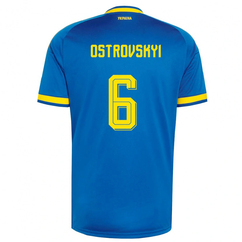 Danxen Men Ukraine Ilya Ostrovskyi #6 Blue Yellow Navy Away Jersey 26-28 T-Shirt
