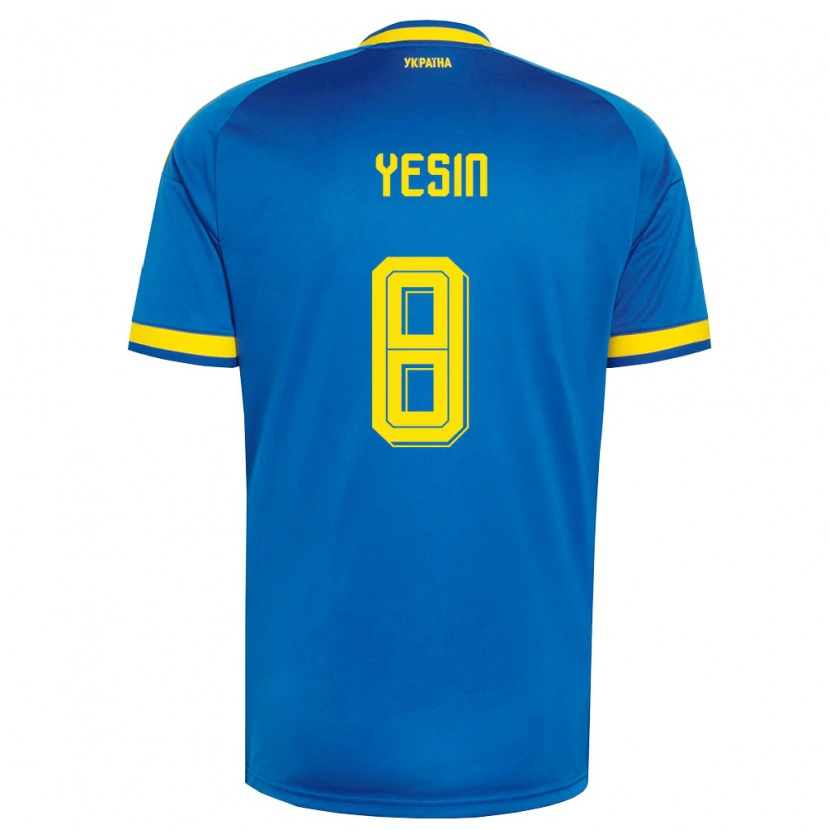 Danxen Men Ukraine Demyan Yesin #8 Blue Yellow Navy Away Jersey 26-28 T-Shirt