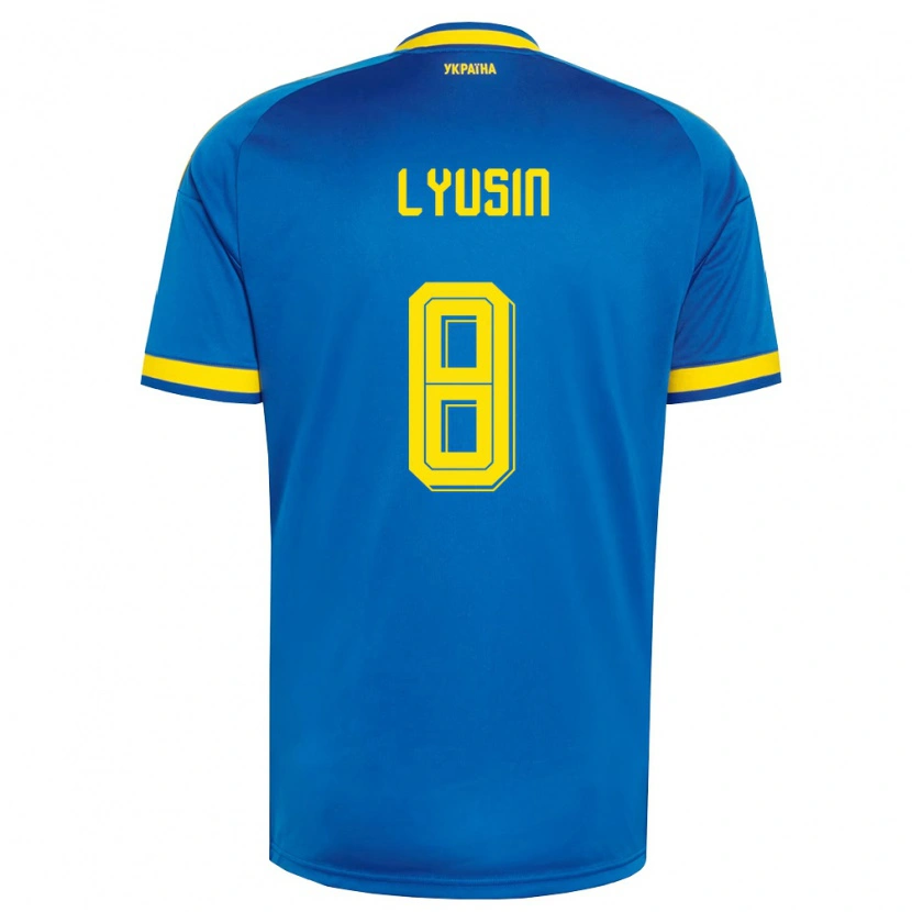 Danxen Men Ukraine Pavlo Lyusin #8 Blue Yellow Navy Away Jersey 26-28 T-Shirt