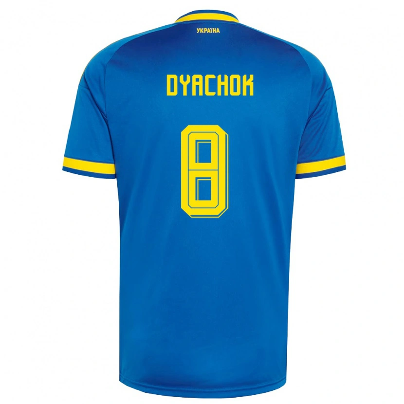 Danxen Men Ukraine Danylo Dyachok #8 Blue Yellow Navy Away Jersey 26-28 T-Shirt