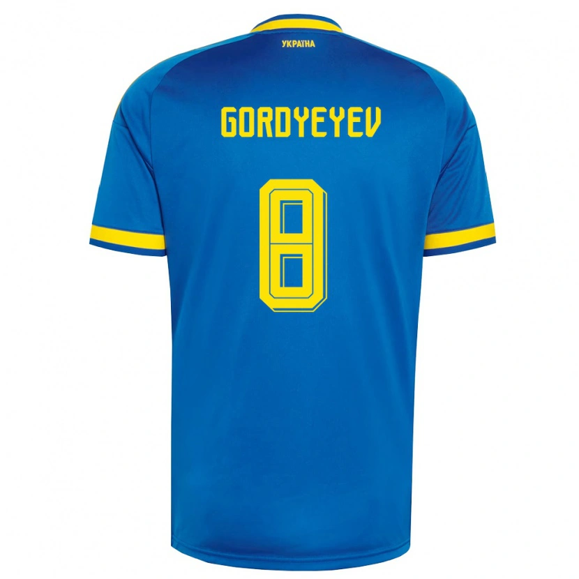 Danxen Men Ukraine Denys Gordyeyev #8 Blue Yellow Navy Away Jersey 26-28 T-Shirt