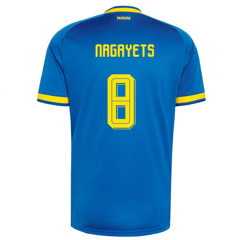 Danxen Men Ukraine Ivan Nagayets #8 Blue Yellow Navy Away Jersey 26-28 T-Shirt