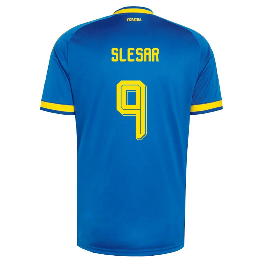 Danxen Men Ukraine Artem Slesar #9 Blue Yellow Navy Away Jersey 26-28 T-Shirt