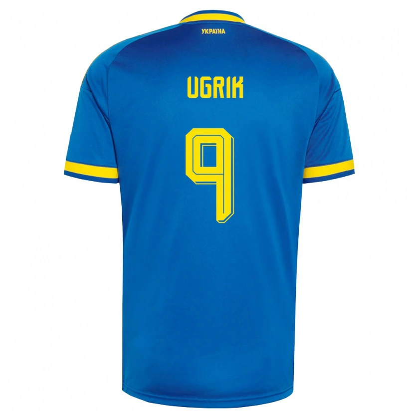 Danxen Men Ukraine Maksym Ugrik #9 Blue Yellow Navy Away Jersey 26-28 T-Shirt