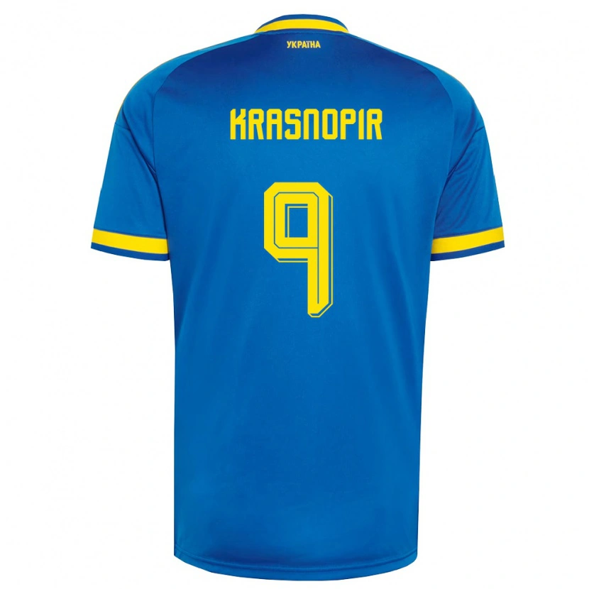 Danxen Men Ukraine Igor Krasnopir #9 Blue Yellow Navy Away Jersey 26-28 T-Shirt