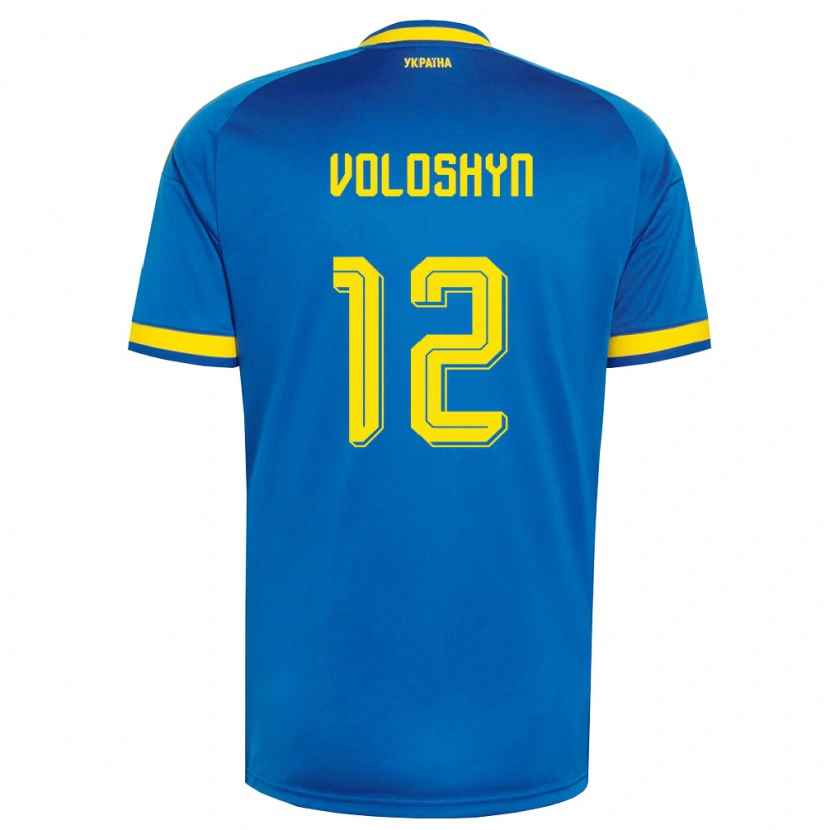 Danxen Men Ukraine Ilya Voloshyn #12 Blue Yellow Navy Away Jersey 26-28 T-Shirt