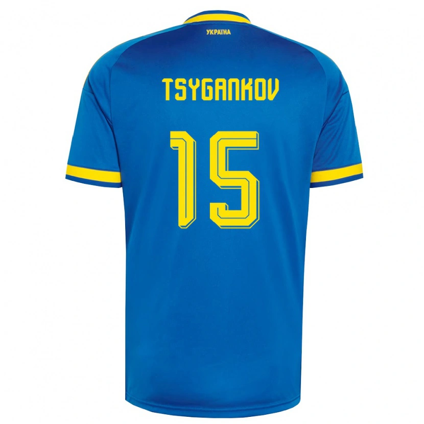 Danxen Men Ukraine Viktor Tsygankov #15 Blue Yellow Navy Away Jersey 26-28 T-Shirt