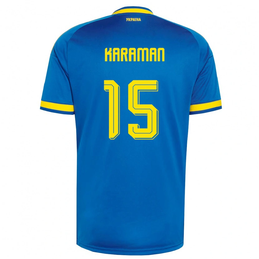 Danxen Men Ukraine Yaroslav Karaman #15 Blue Yellow Navy Away Jersey 26-28 T-Shirt