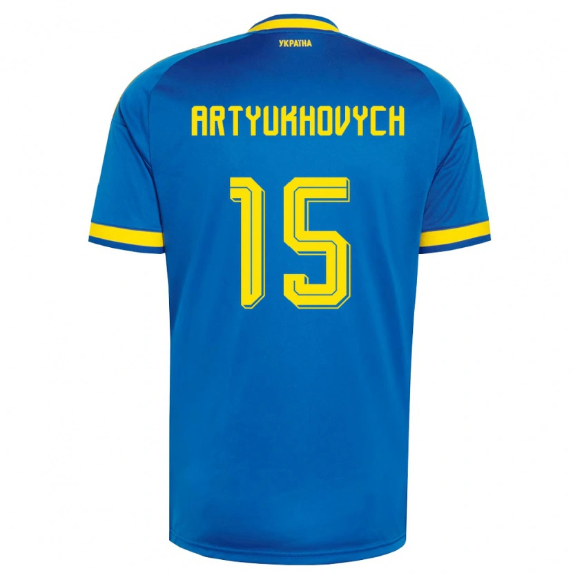 Danxen Men Ukraine Velizar Artyukhovych #15 Blue Yellow Navy Away Jersey 26-28 T-Shirt