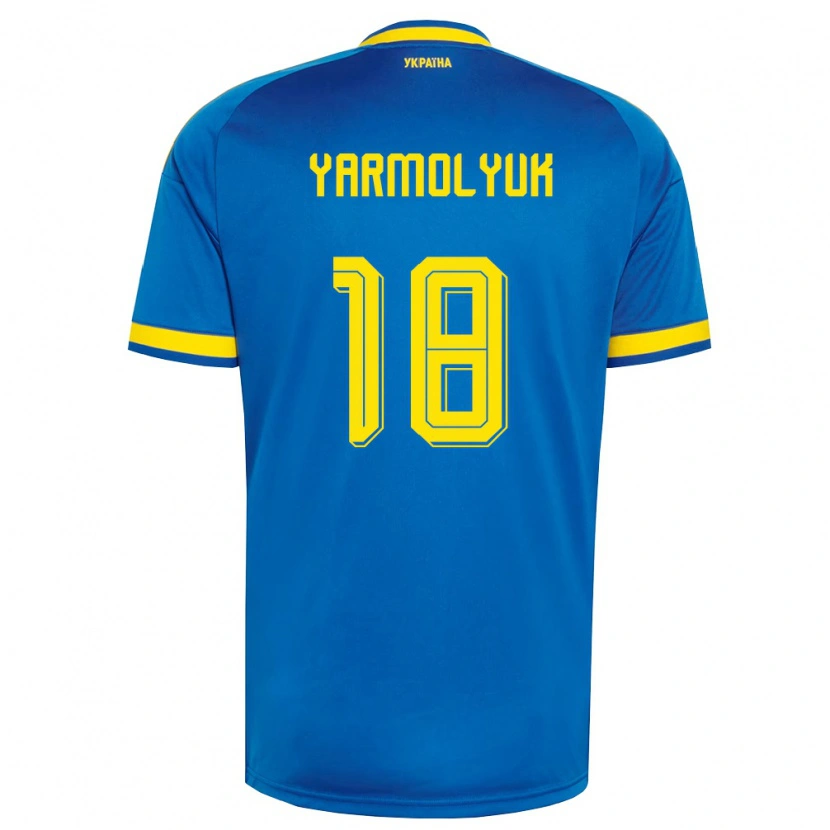 Danxen Men Ukraine Yegor Yarmolyuk #18 Blue Yellow Navy Away Jersey 26-28 T-Shirt