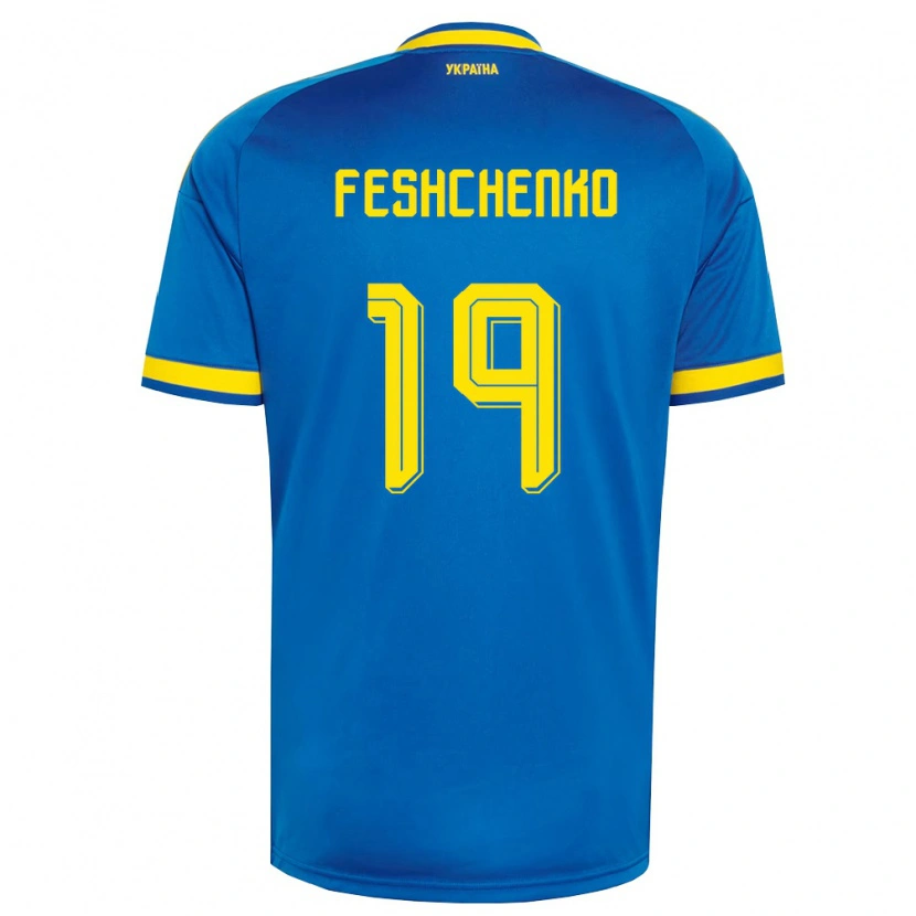 Danxen Men Ukraine Oleksandr Feshchenko #19 Blue Yellow Navy Away Jersey 26-28 T-Shirt