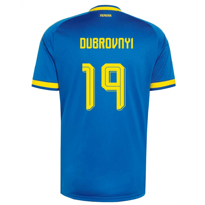Danxen Men Ukraine Mykhaylo Dubrovnyi #19 Blue Yellow Navy Away Jersey 26-28 T-Shirt