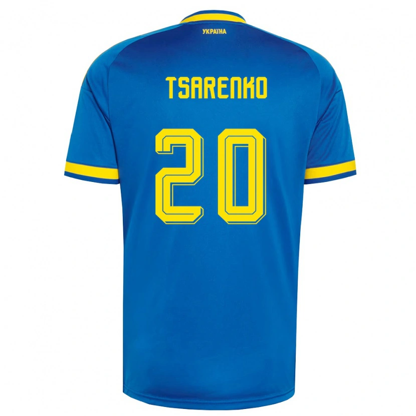 Danxen Men Ukraine Anton Tsarenko #20 Blue Yellow Navy Away Jersey 26-28 T-Shirt