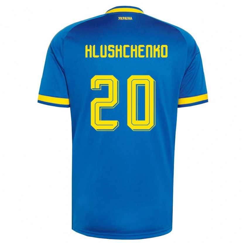 Danxen Men Ukraine Inna Hlushchenko #20 Blue Yellow Navy Away Jersey 26-28 T-Shirt