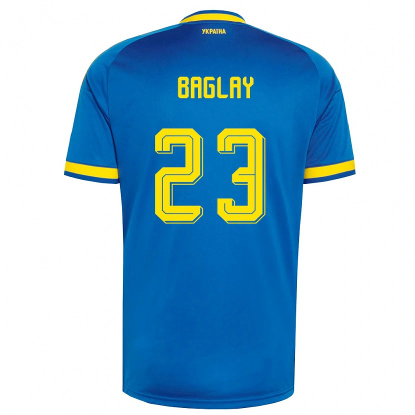 Danxen Men Ukraine Rostyslav Baglay #23 Blue Yellow Navy Away Jersey 26-28 T-Shirt