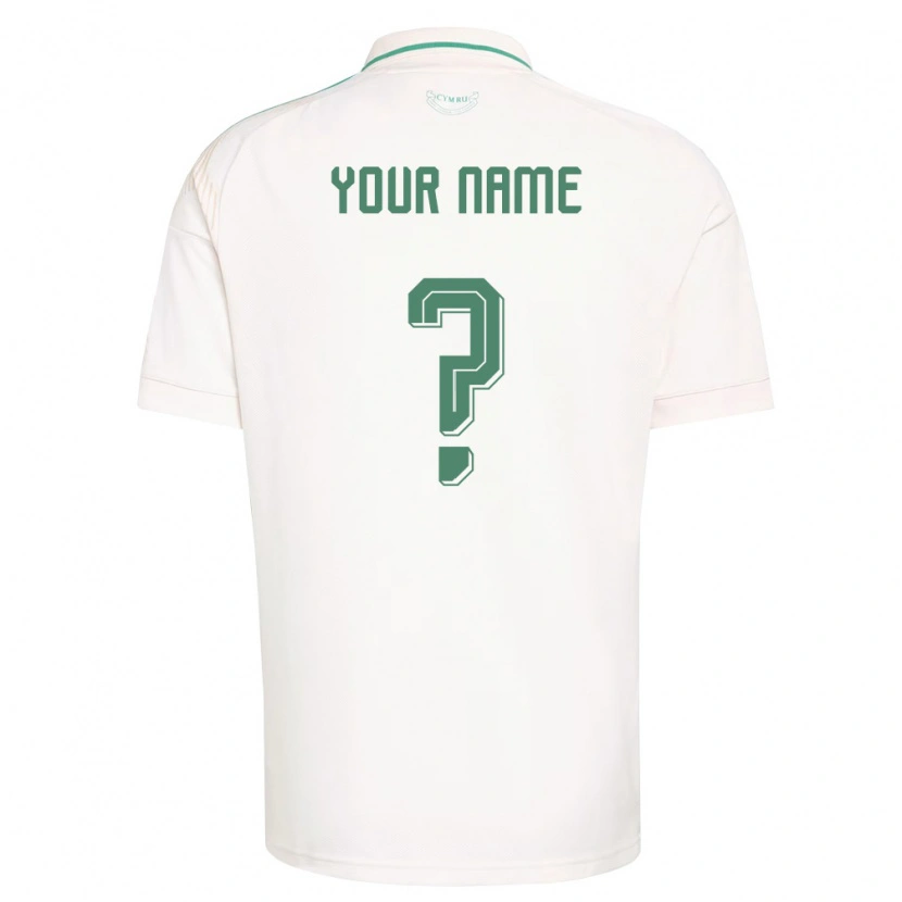 Danxen Men Wales Your Name #0 White Brown Green Away Jersey 26-28 T-Shirt