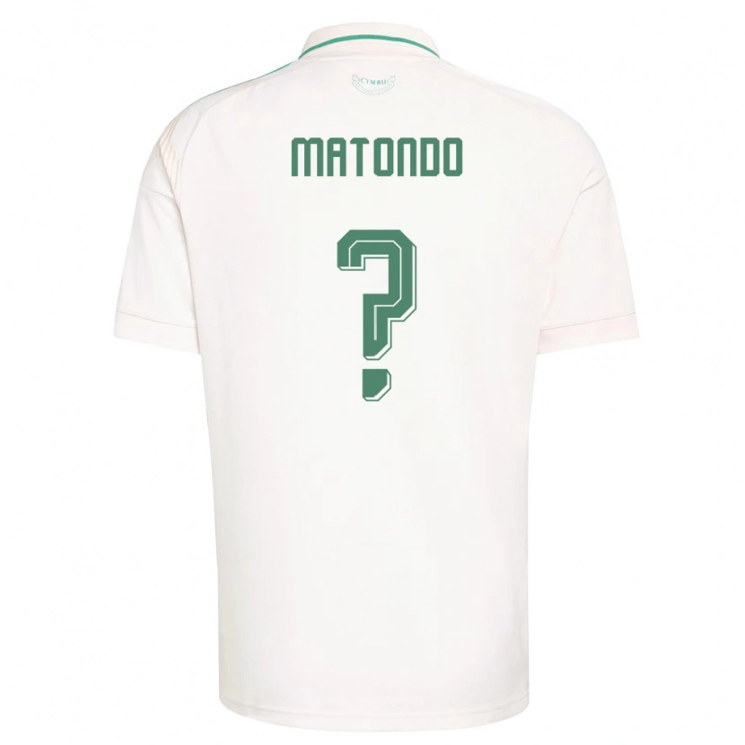 Danxen Men Wales Rabbi Matondo #0 White Brown Green Away Jersey 26-28 T-Shirt