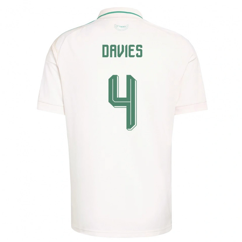 Danxen Men Wales Ben Davies #4 White Brown Green Away Jersey 26-28 T-Shirt