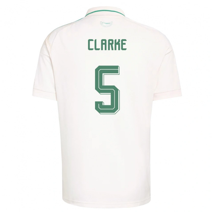 Danxen Men Wales Brayden Clarke #5 White Brown Green Away Jersey 26-28 T-Shirt
