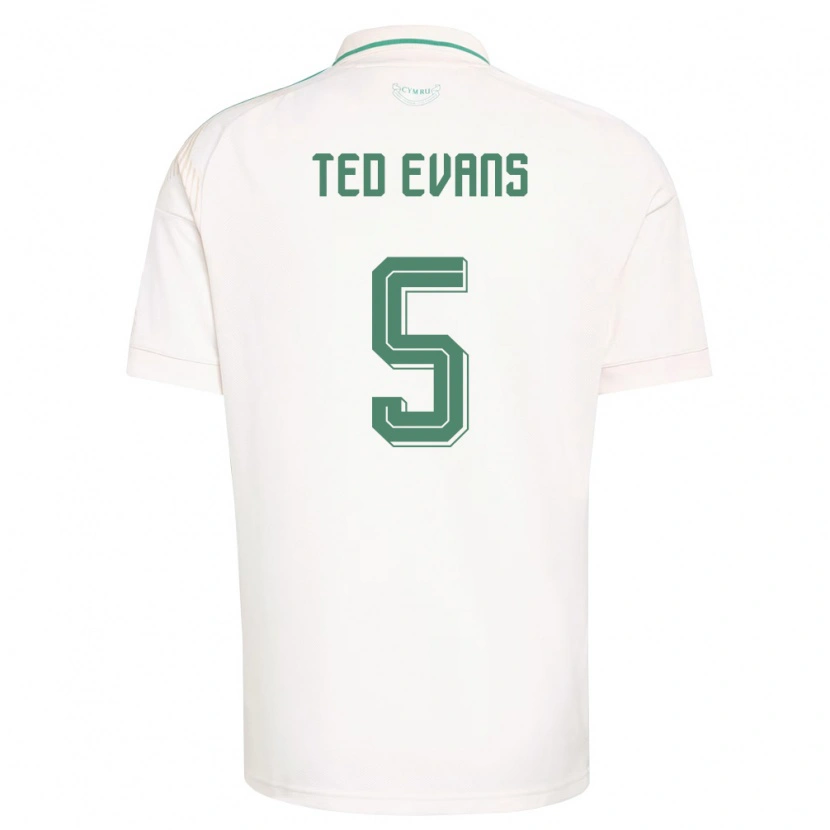 Danxen Men Wales Ted Evans #5 White Brown Green Away Jersey 26-28 T-Shirt