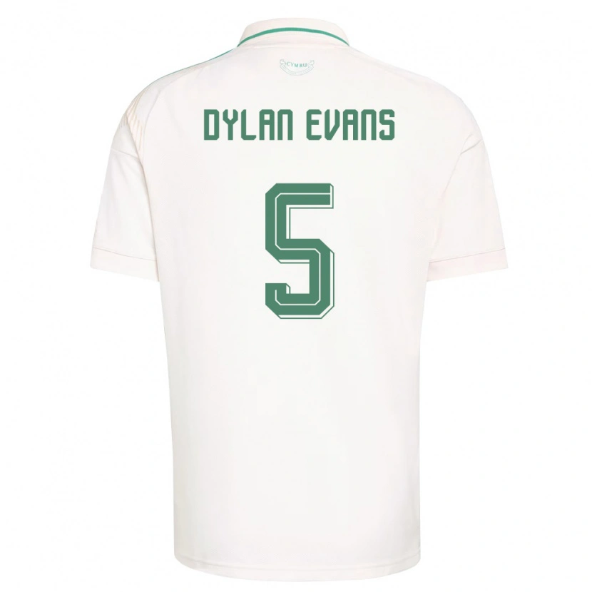 Danxen Men Wales Dylan Evans #5 White Brown Green Away Jersey 26-28 T-Shirt