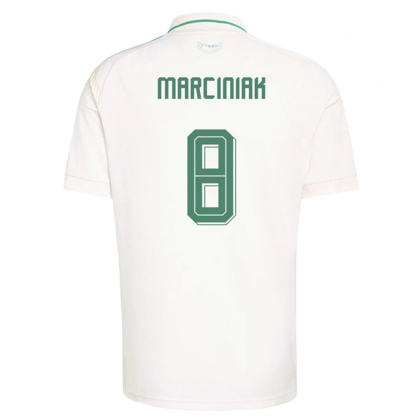 Danxen Men Wales Alex Marciniak #8 White Brown Green Away Jersey 26-28 T-Shirt